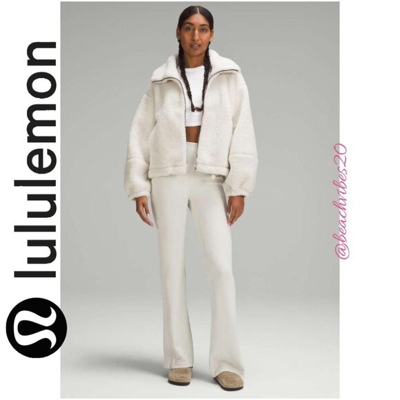 LULULEMON ATHLETICA Cinchable Fleece Zip-Up Bone 8 EUC - Picture 1 of 7